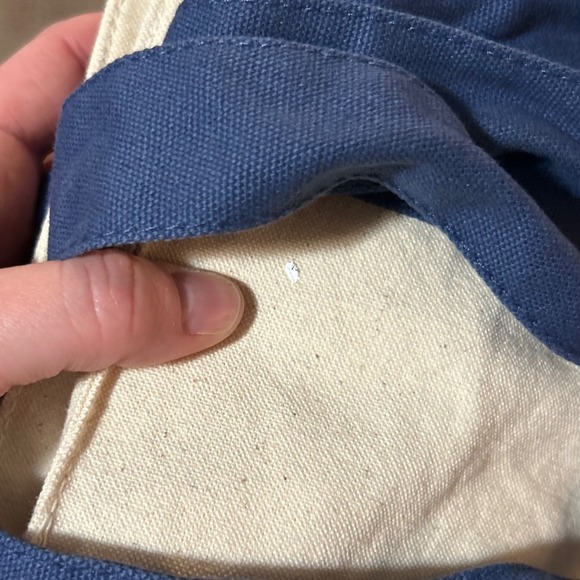 TOPDesign Large Canvas Tote Bag Navy Blue Bottom Beige Shopping Zipper Pocket - Picture 9 of 9